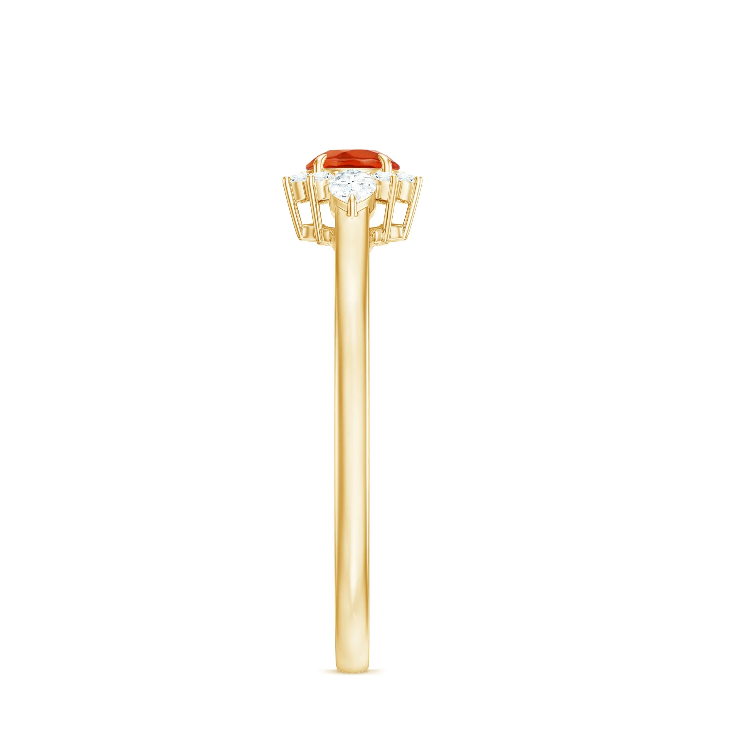 Claw Set Round Fire Opal and Diamond Promise Ring