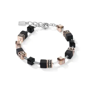 Coeur De Lion 4018B GeoCube Onyx Black Rose Gold Bracelet