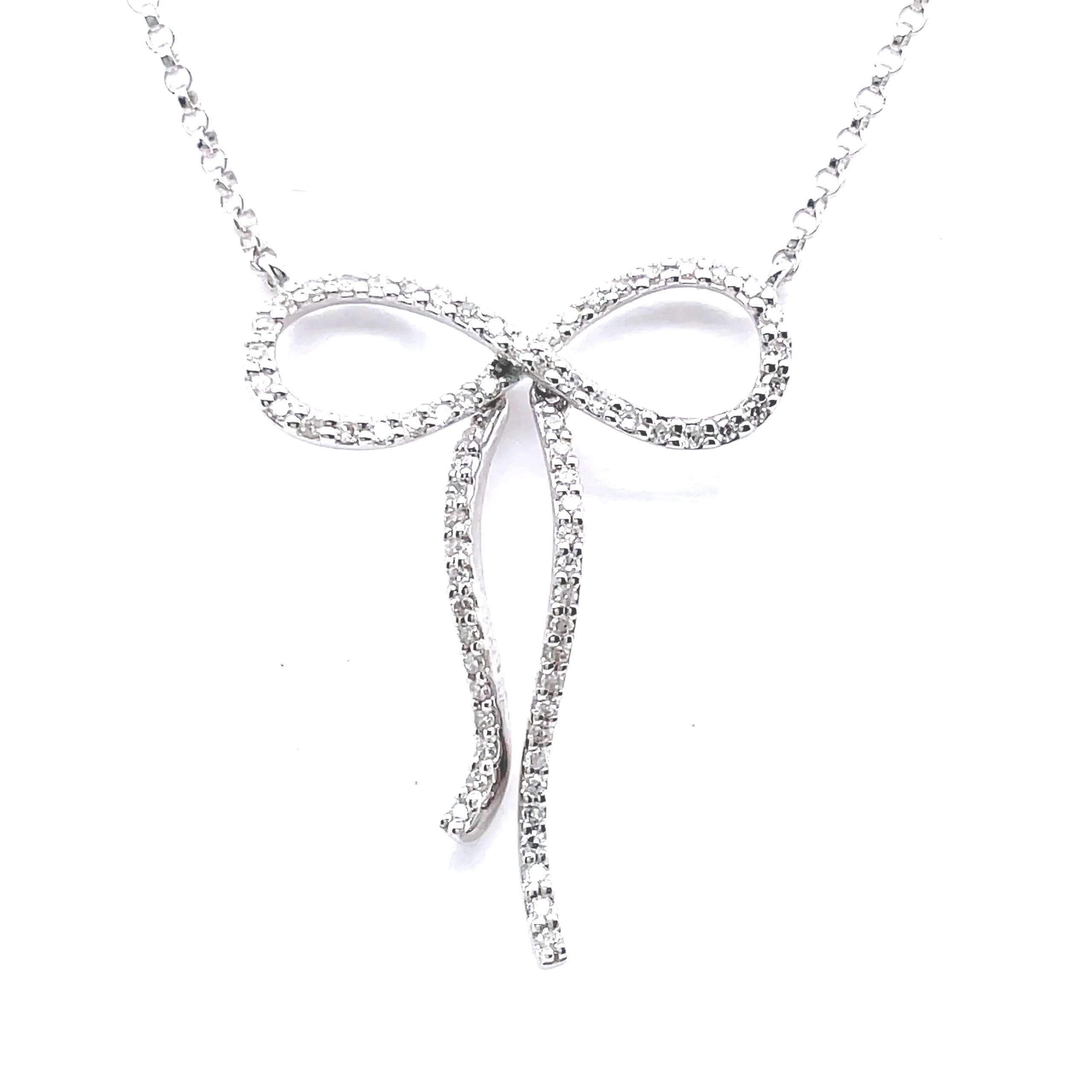 Dainty Diamond Bow Necklace