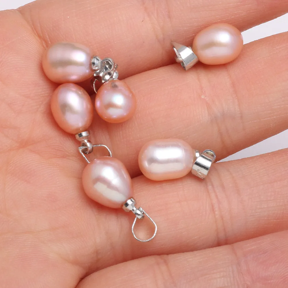 Dainty Sea Shell Pearl - White Pearl Rice Shape Tiny Drop Pearl for Bridal Summer Ocean Inspired Jewelry making - Necklace Earring Pendant