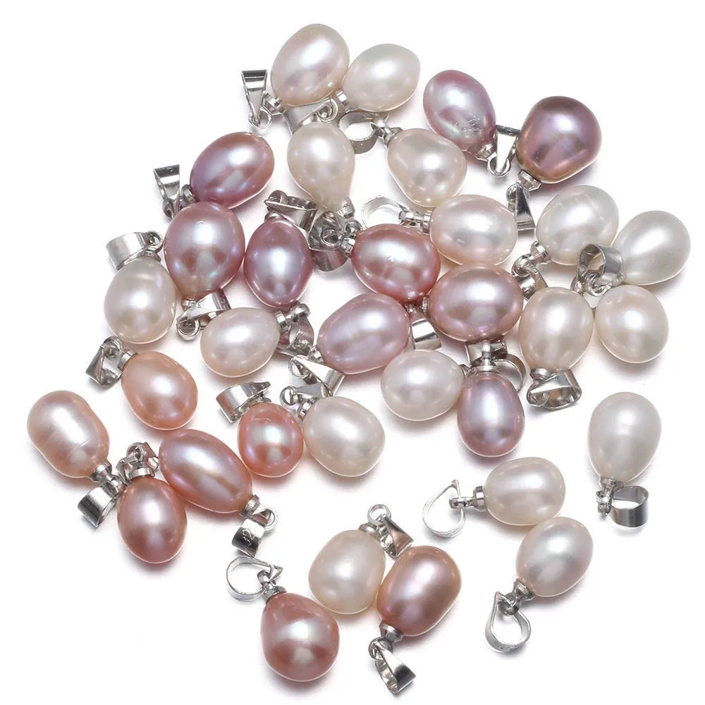 Dainty Sea Shell Pearl - White Pearl Rice Shape Tiny Drop Pearl for Bridal Summer Ocean Inspired Jewelry making - Necklace Earring Pendant