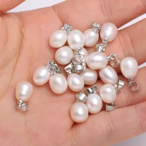 Dainty Sea Shell Pearl - White Pearl Rice Shape Tiny Drop Pearl for Bridal Summer Ocean Inspired Jewelry making - Necklace Earring Pendant