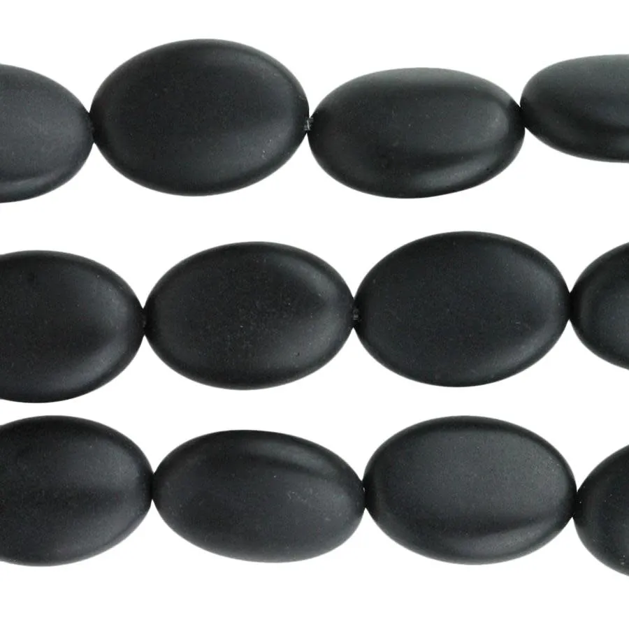 Dakota Stones Matte Black Onyx 10x14mm Oval Bead Strand