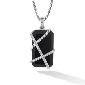 David Yurman Cable Wrap Amulet in Sterling Silver with Black Onyx and Diamonds 32mm