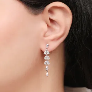 Dazzling Droplets Rhodium-Plated 925 Sterling Silver Drop Earrings