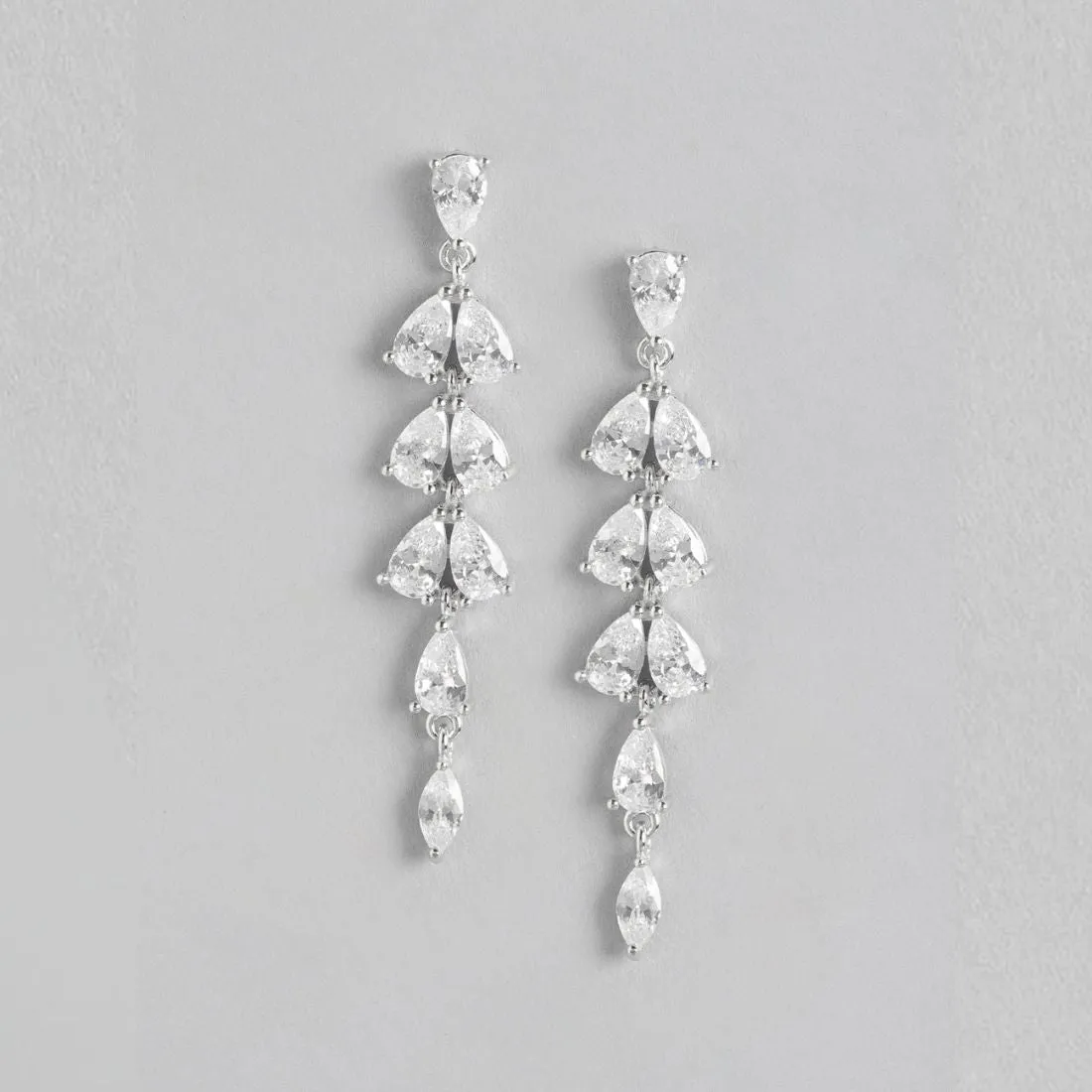 Dazzling Droplets Rhodium-Plated 925 Sterling Silver Drop Earrings