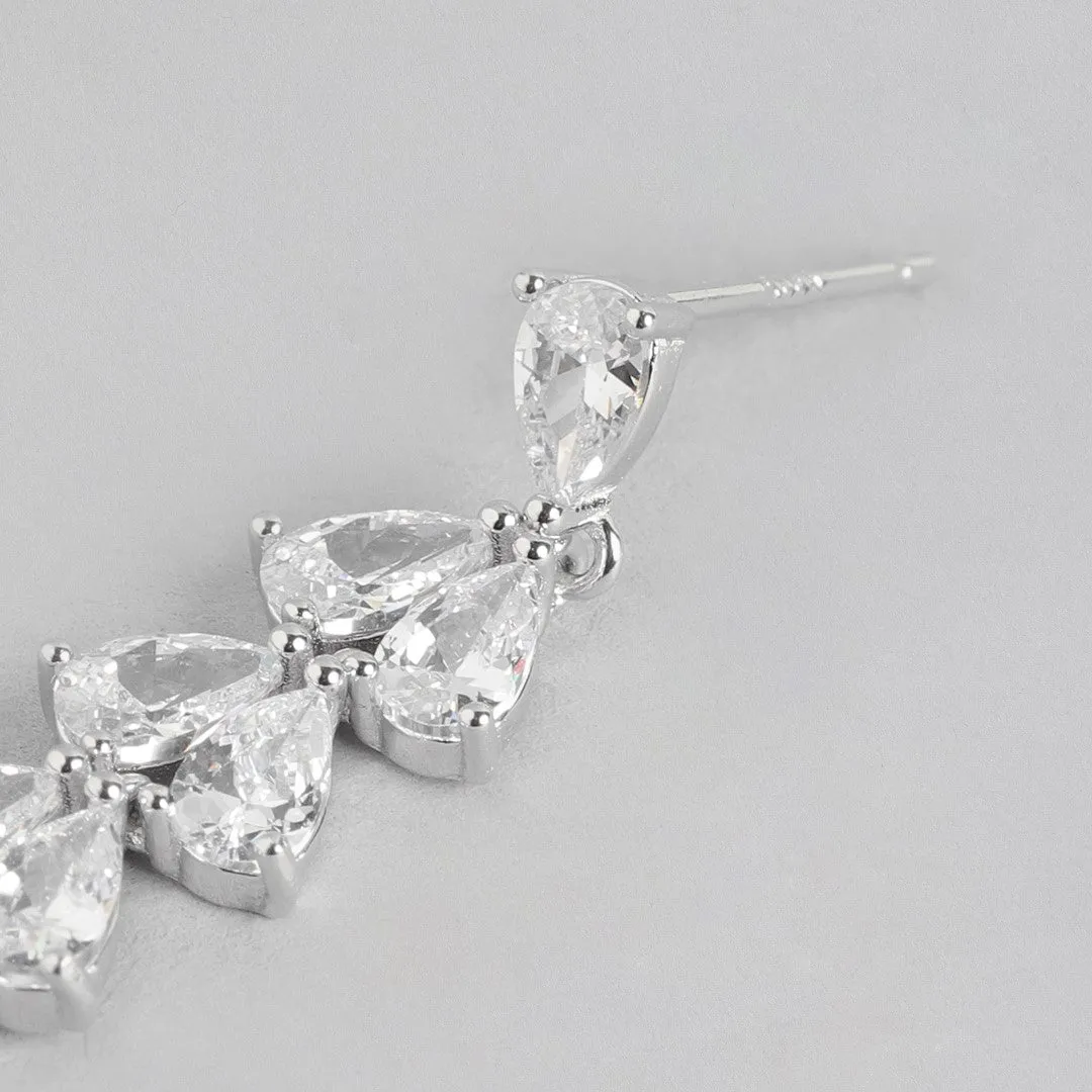 Dazzling Droplets Rhodium-Plated 925 Sterling Silver Drop Earrings