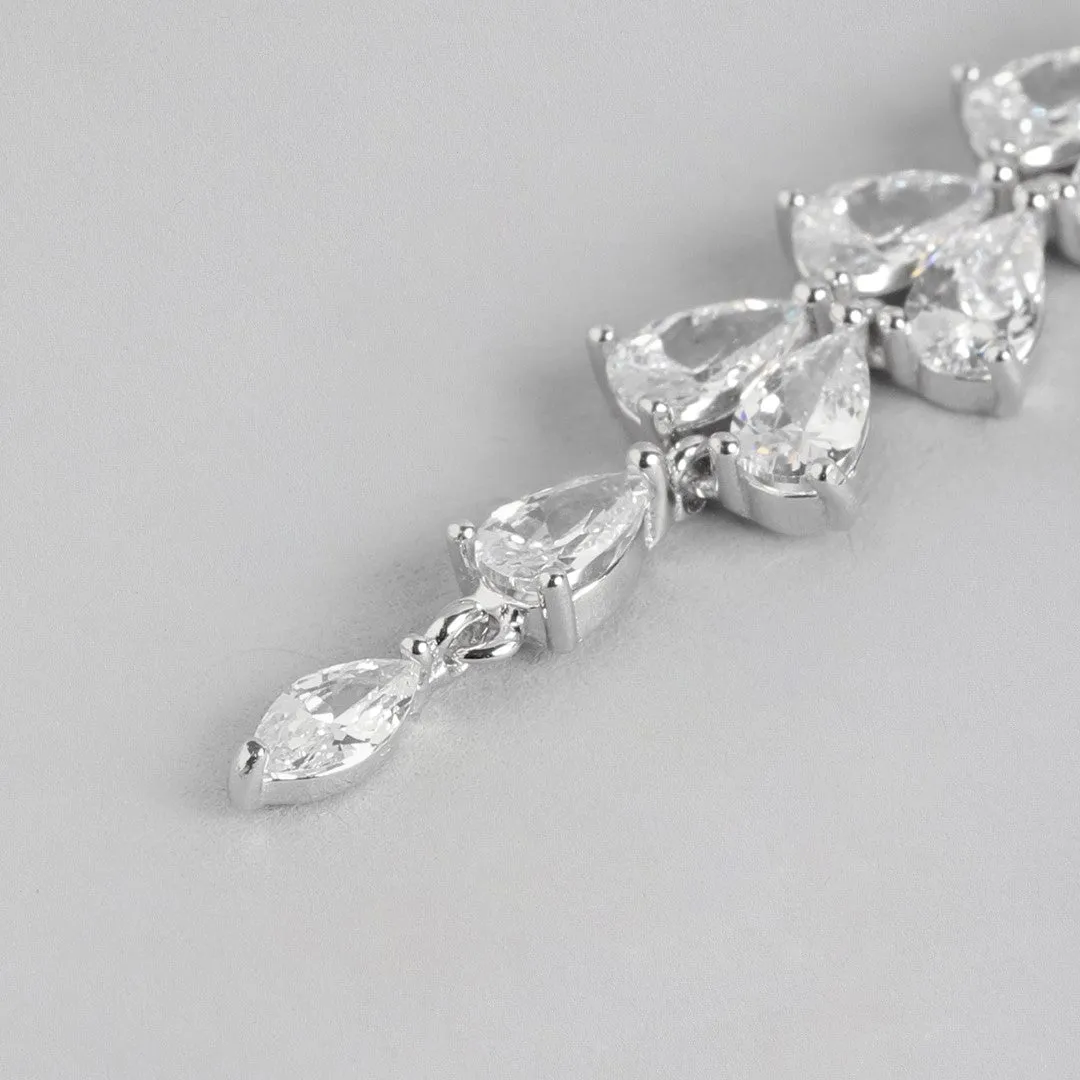 Dazzling Droplets Rhodium-Plated 925 Sterling Silver Drop Earrings
