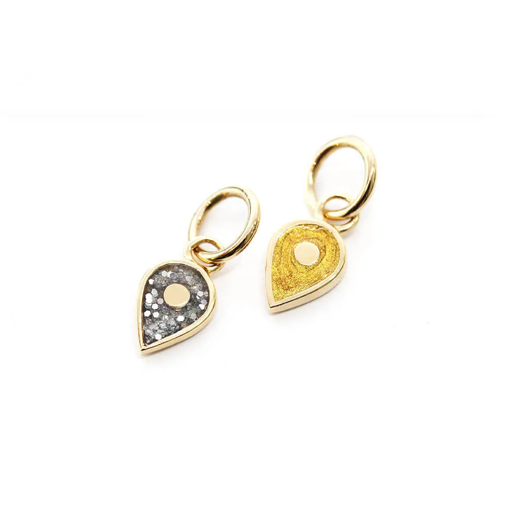 December Map Pin Charm Turquoise Enamel, Solid Gold