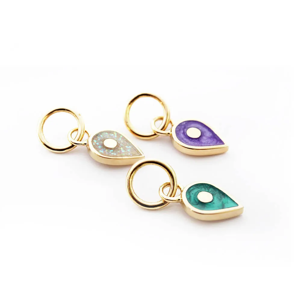 December Map Pin Charm Turquoise Enamel, Solid Gold