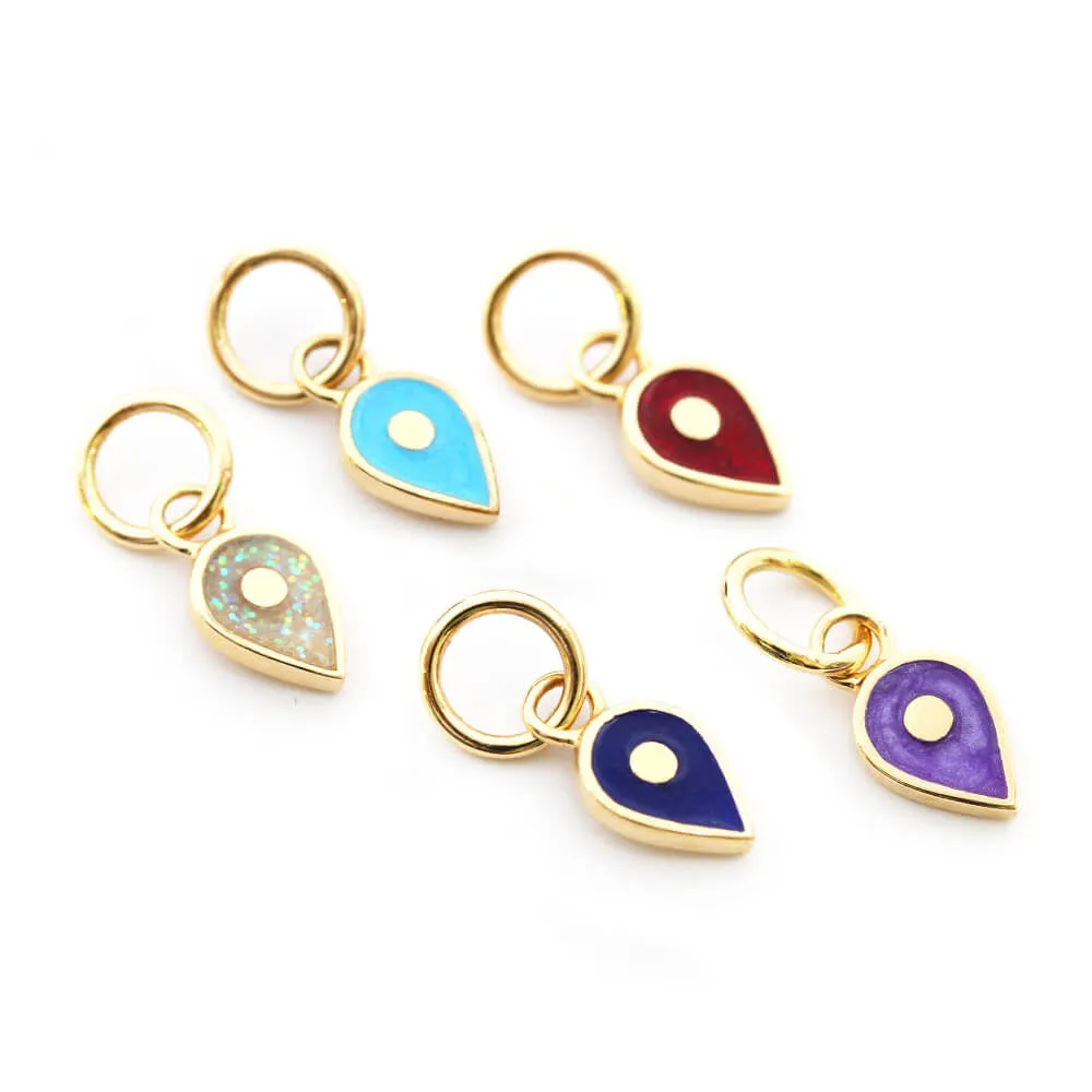 December Map Pin Charm Turquoise Enamel, Solid Gold