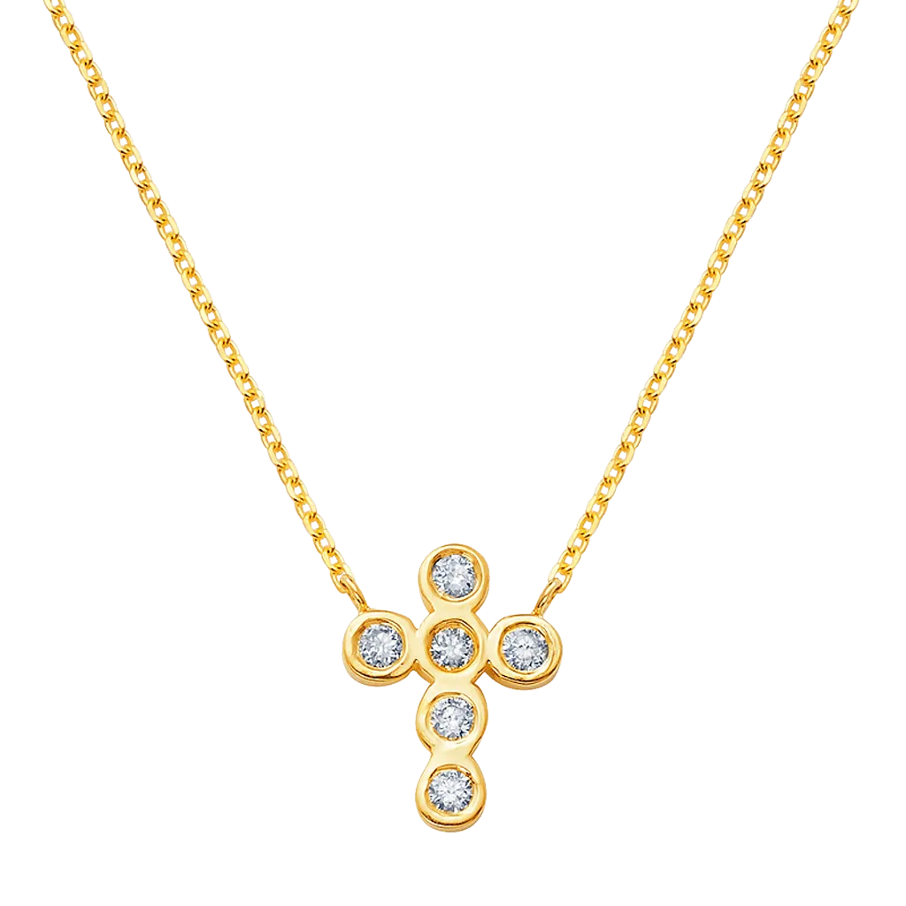 Diamond Bezel Cross Necklace