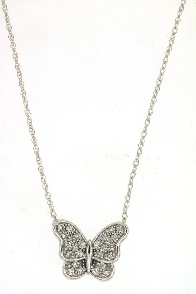Diamond Pave Petite Butterfly Necklace