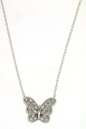 Diamond Pave Petite Butterfly Necklace