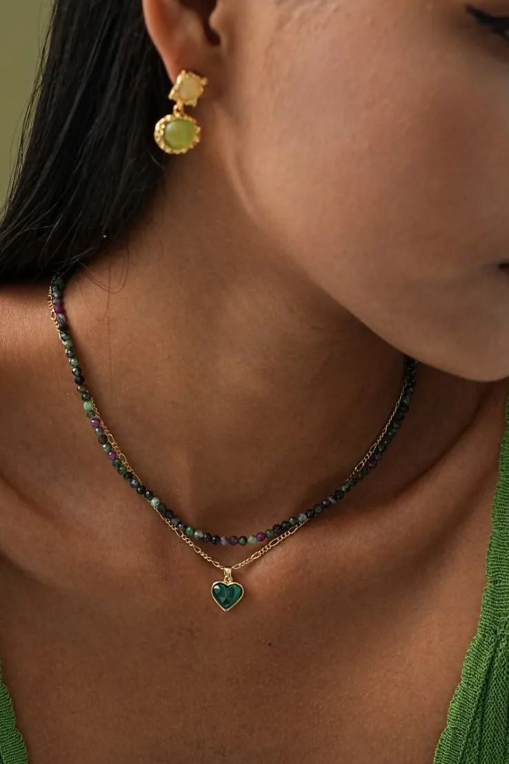 Double Chain with Heart Pendant Necklace