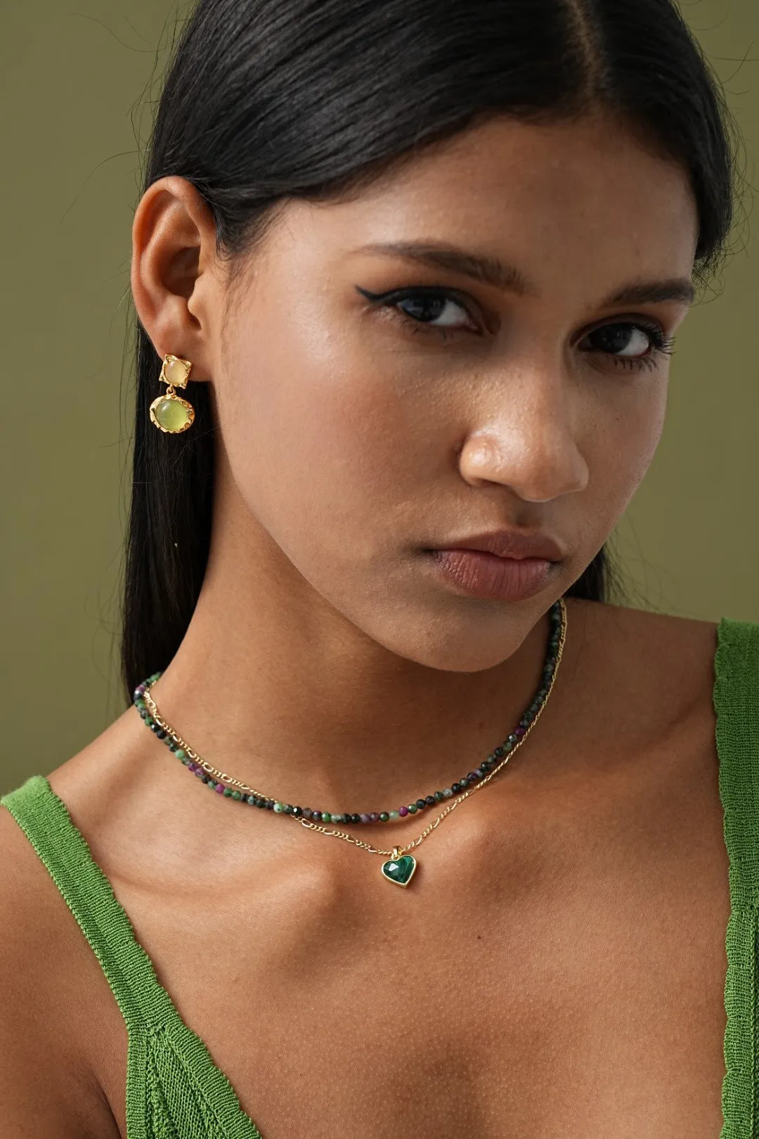 Double Chain with Heart Pendant Necklace