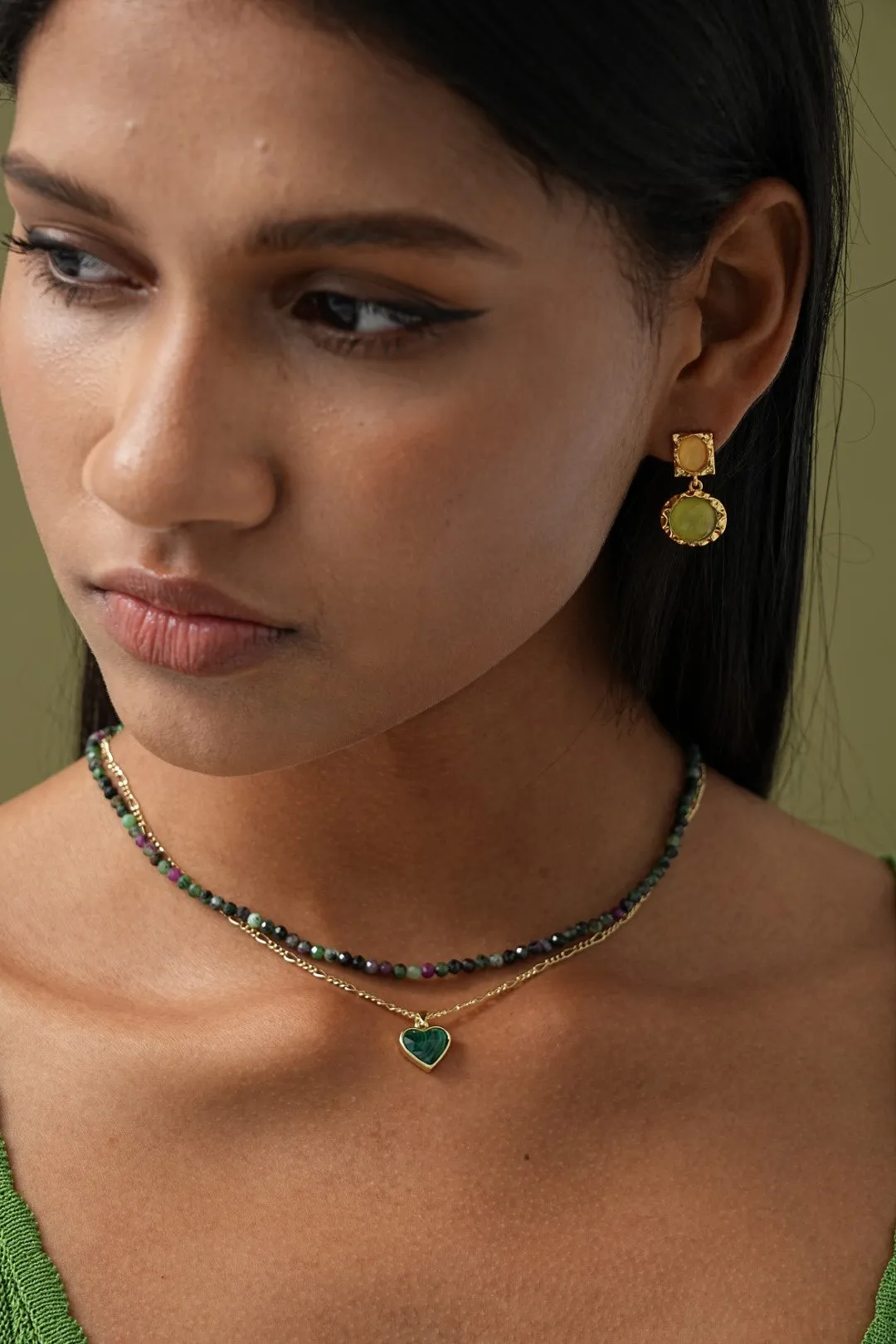 Double Chain with Heart Pendant Necklace