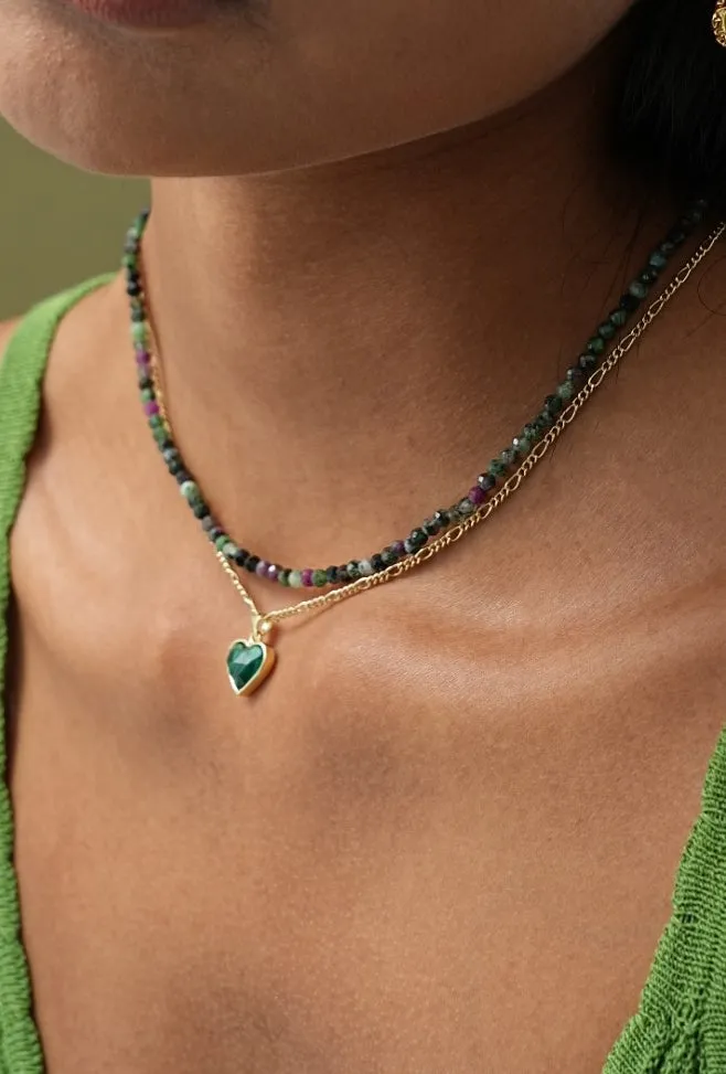 Double Chain with Heart Pendant Necklace