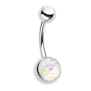 Double Gem Opal Gleam Classique Belly Bars