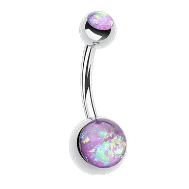 Double Gem Opal Gleam Classique Belly Bars