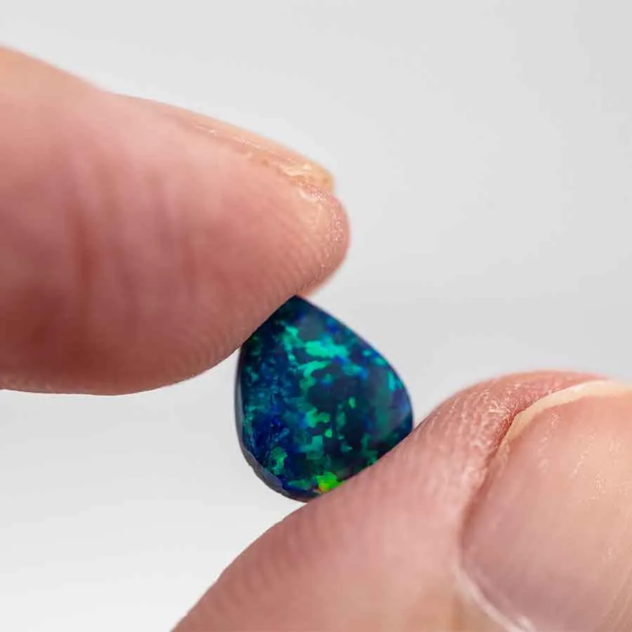Drop Shape Natural Australian Black Opal Lake Blue Loose Gemstone 0.70ct