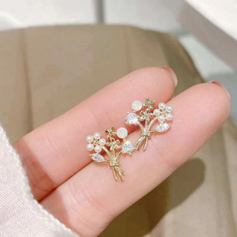 Elegant Micro Inlaid Rhinestone Nature Inspired Long Drop Earrings Collection
