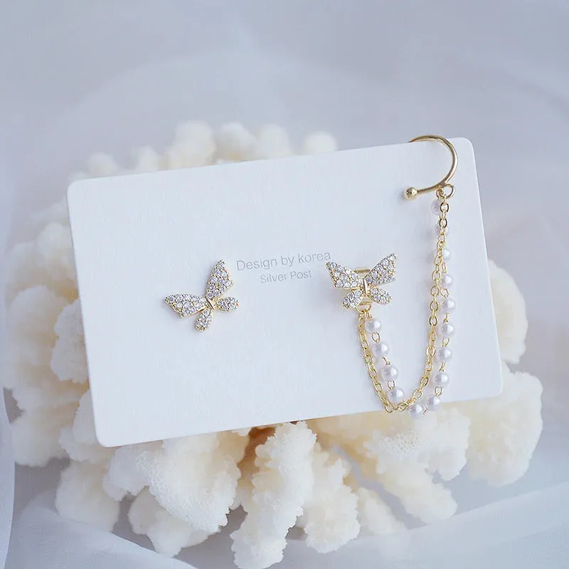 Elegant Micro Inlaid Rhinestone Nature Inspired Long Drop Earrings Collection