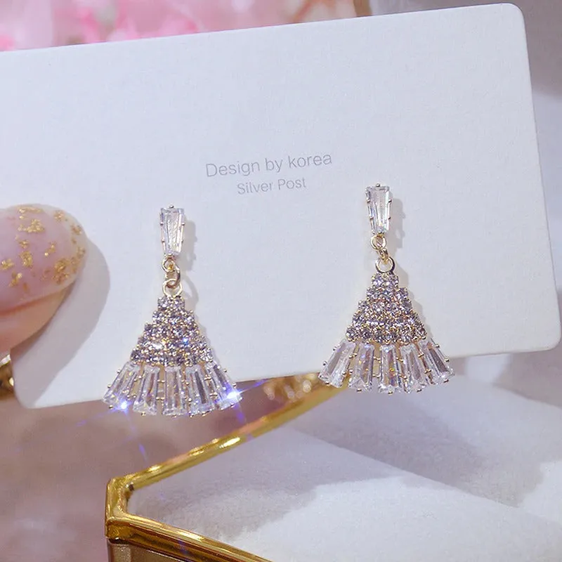 Elegant Micro Inlaid Rhinestone Nature Inspired Long Drop Earrings Collection