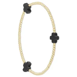 enewton Signature Cross 2mm Gold Bead with Onyx Cross Bracelet