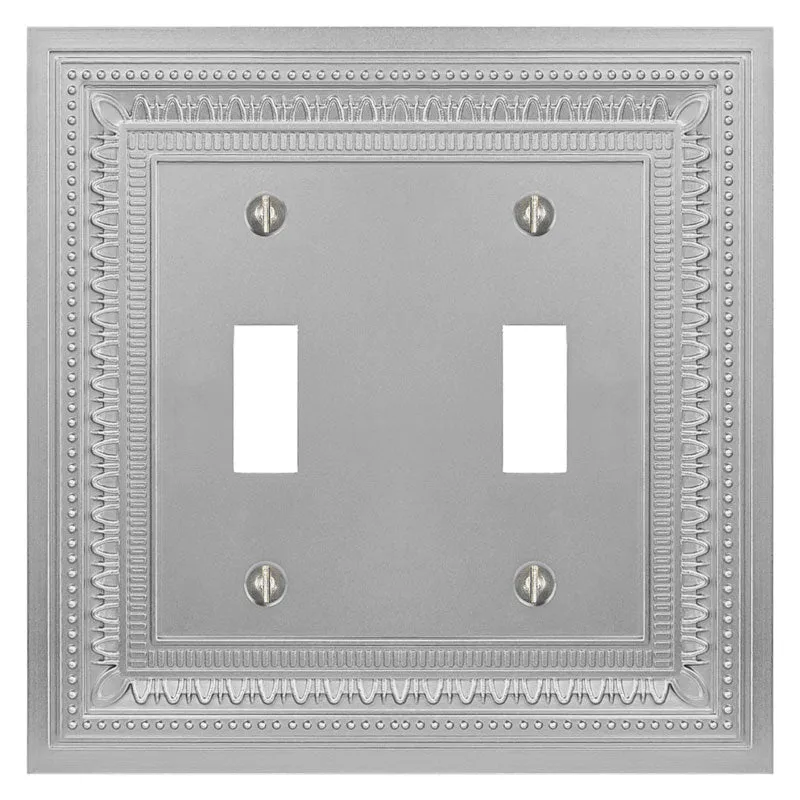 Filigree Border Satin Nickel Cast - 2 Toggle Wallplate