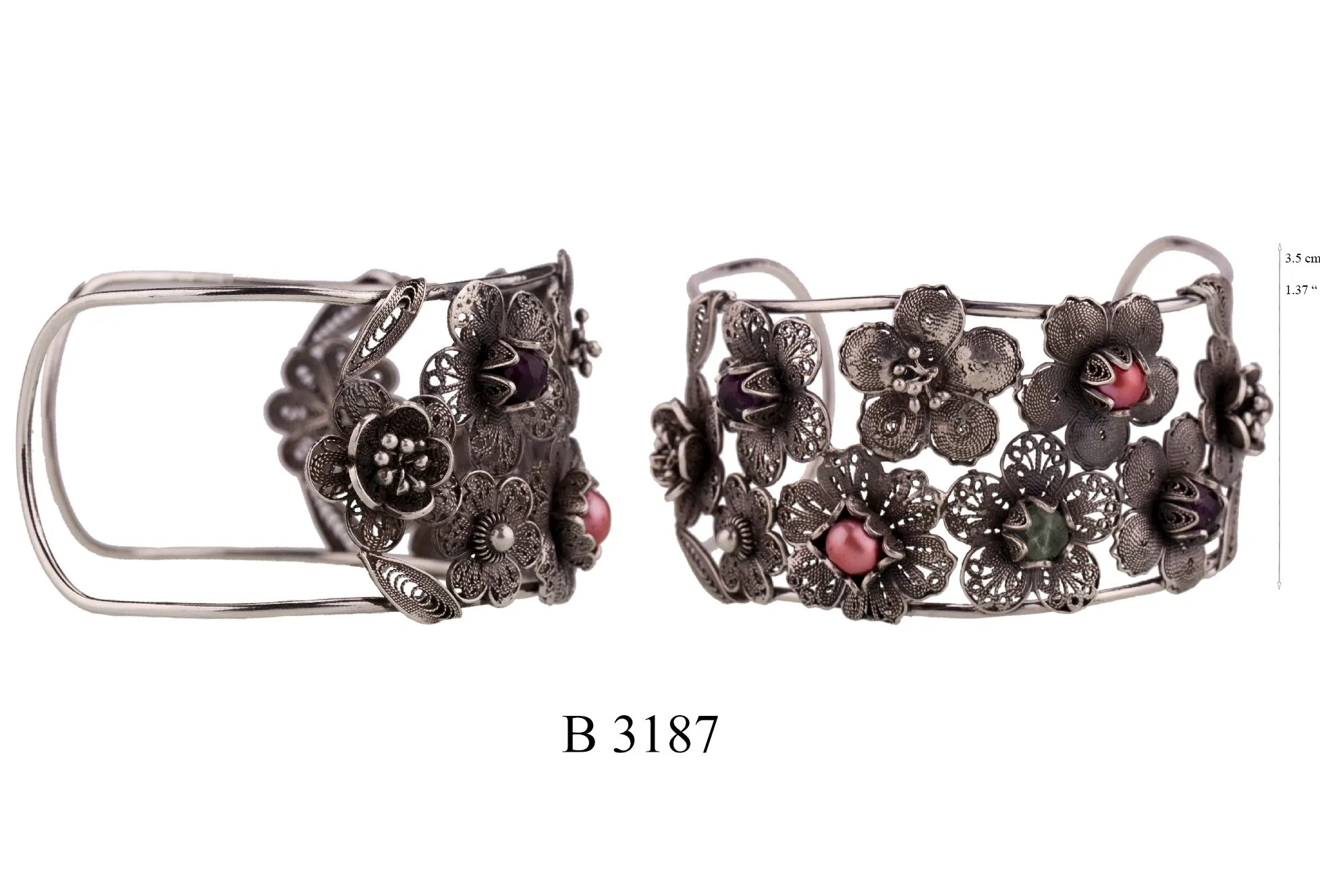 Filigree Cuff Bracelet with Freshwater Pearls B3187