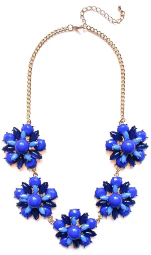 Floral Jeweled Gemstone Necklace- Royal