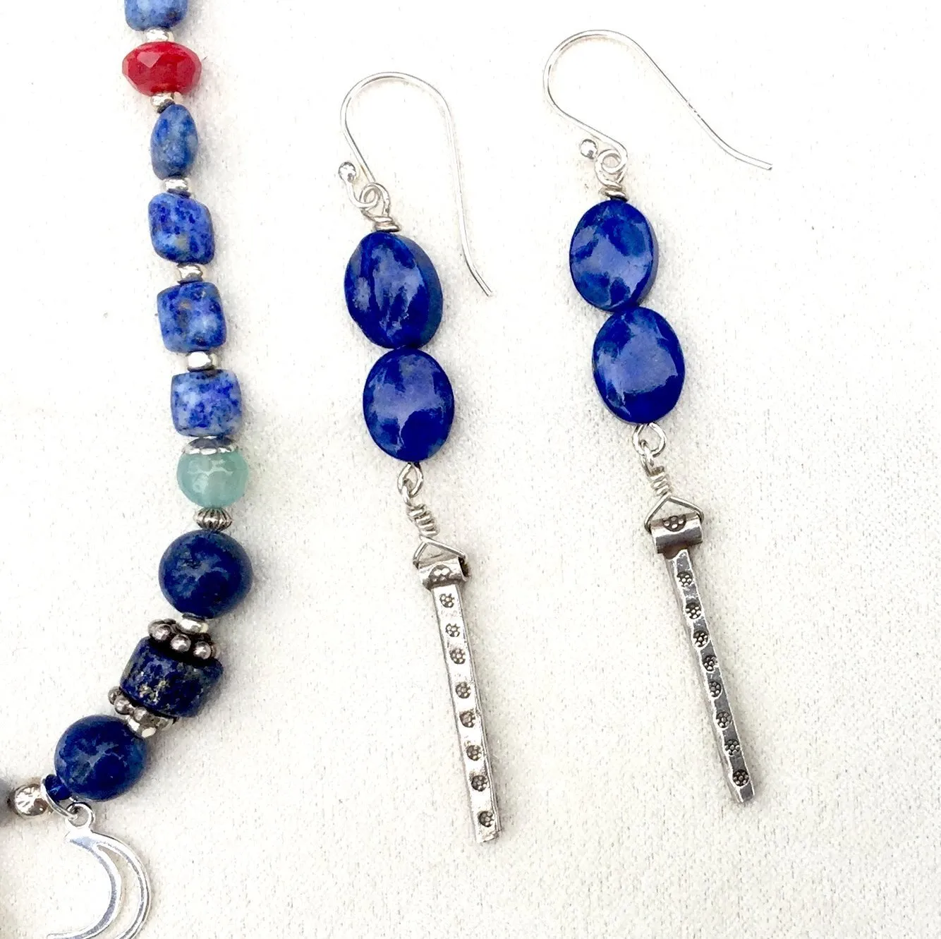 Flower Tribe Double Lapis Earrings