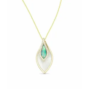 Frederic Sage 14K Yellow Gold Abalone, MOP and Diamond Venus Double Drop Pendant Necklace