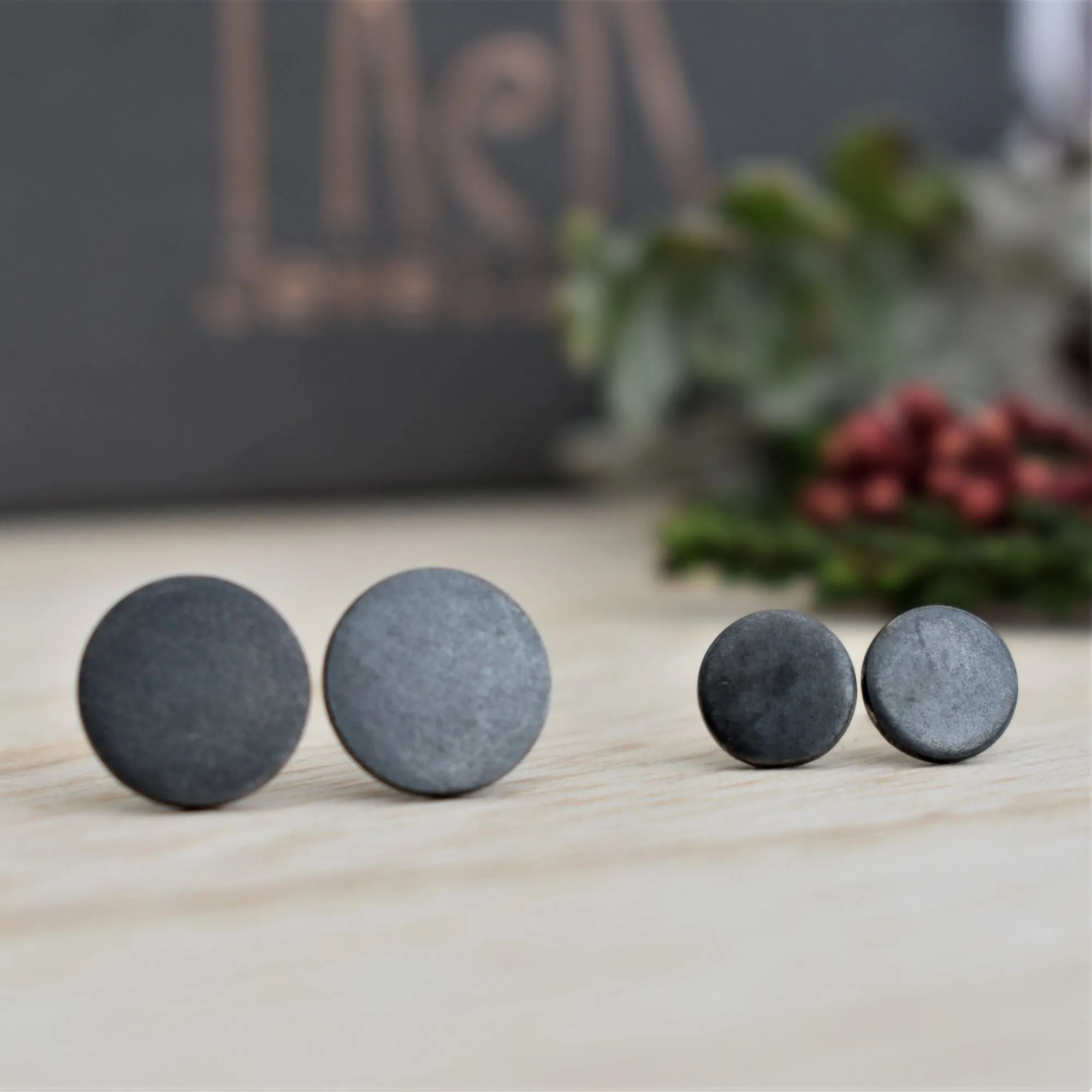 Frosted Stud Earrings in Black