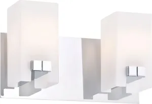 Gemelo 2 Light Vanity In Chrome and White Opal Glass