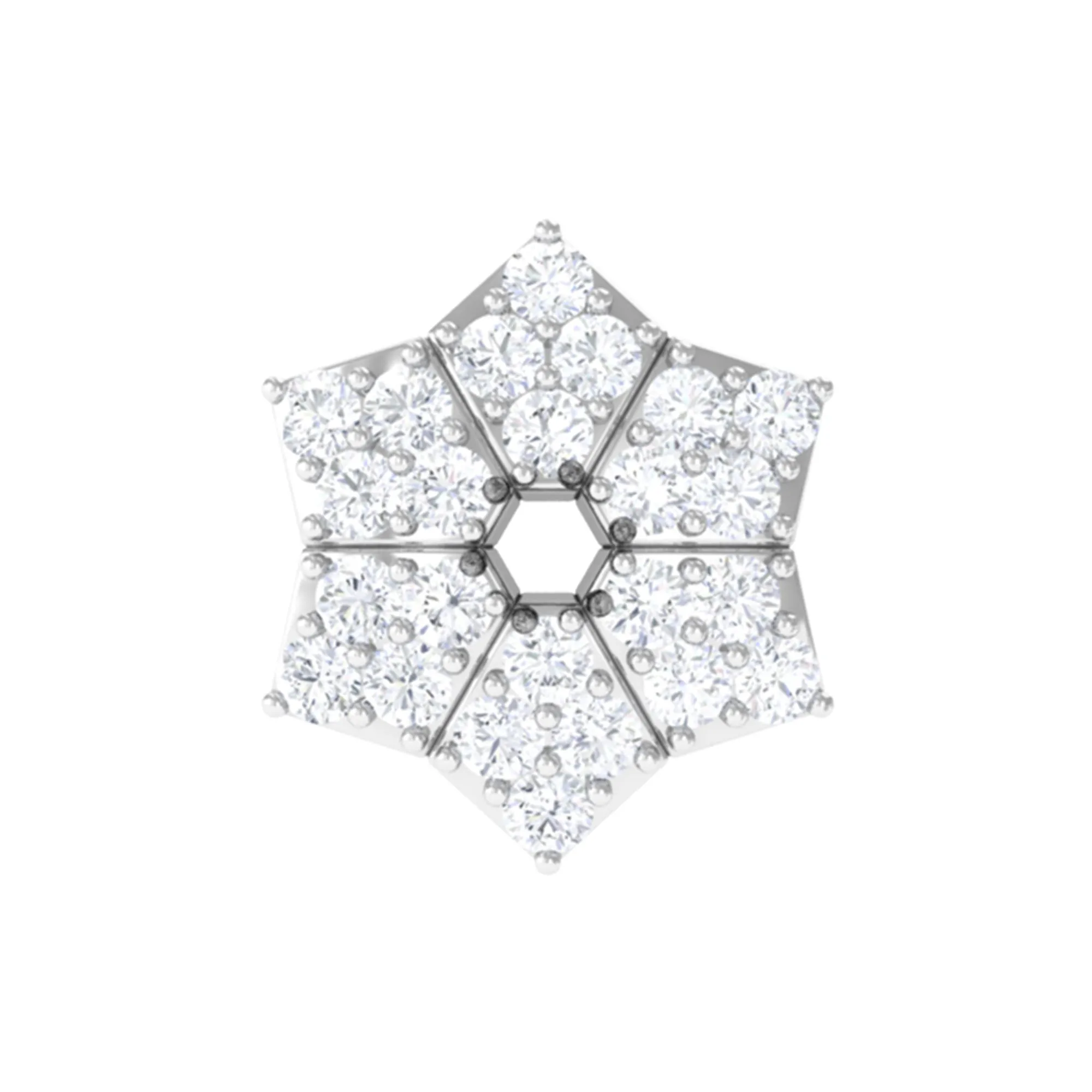 Genuine Moissanite Floral Earring for Upper Lobe Piercing