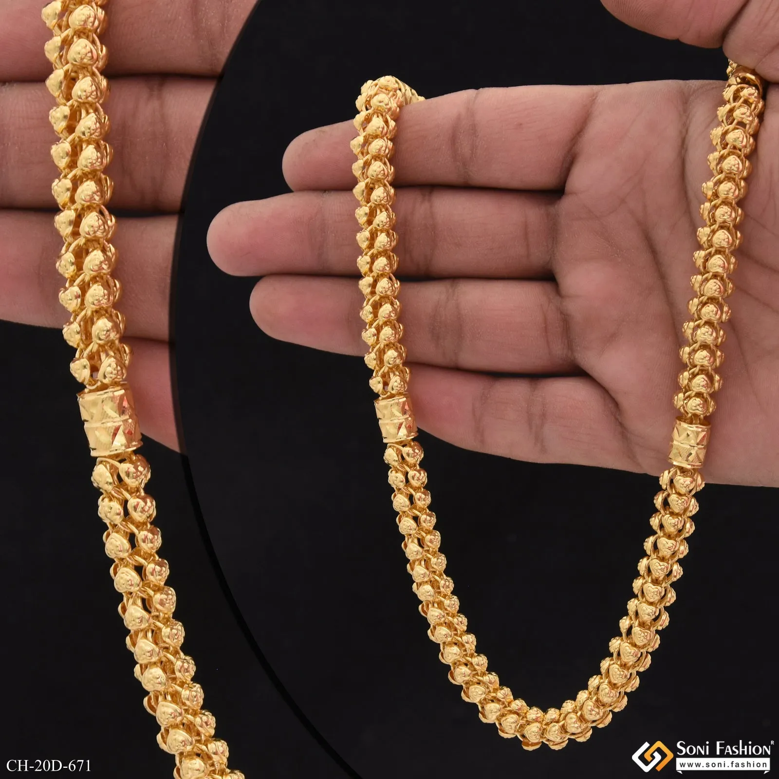 Glittering Design Gold Plated Rajwadi Chain for Men - Style D671
