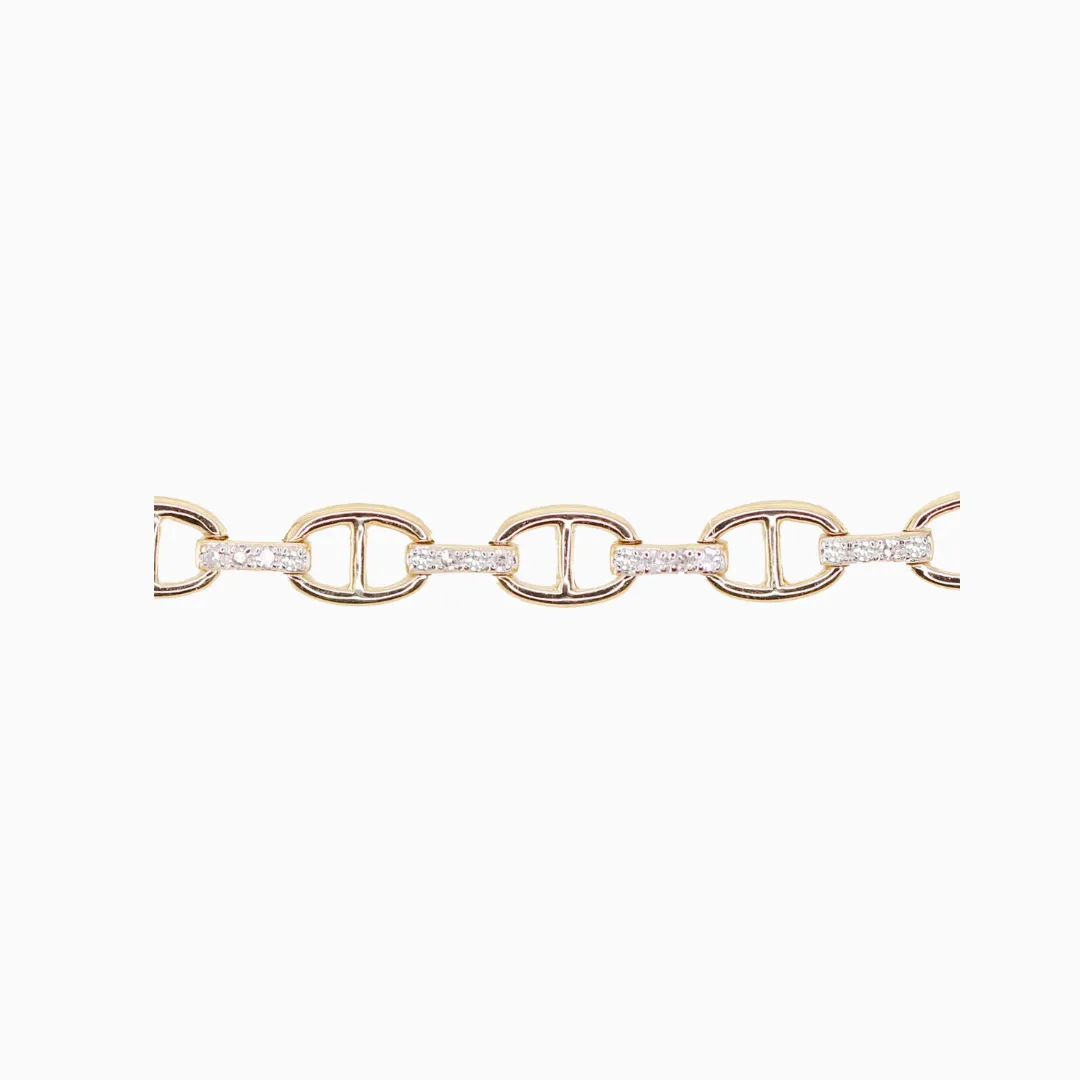 Gold & Diamond Anchor Chain Bracelet