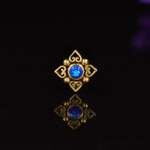 Gold Filigree Labret with Blue Opal