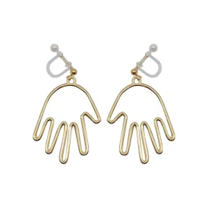 Gold Picasso Hand Invisible Clip On Earrings