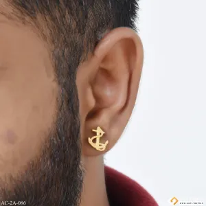 Golden Anchor Design Surgical Steel Stud Earring for Men (1 Pc) - Style A086