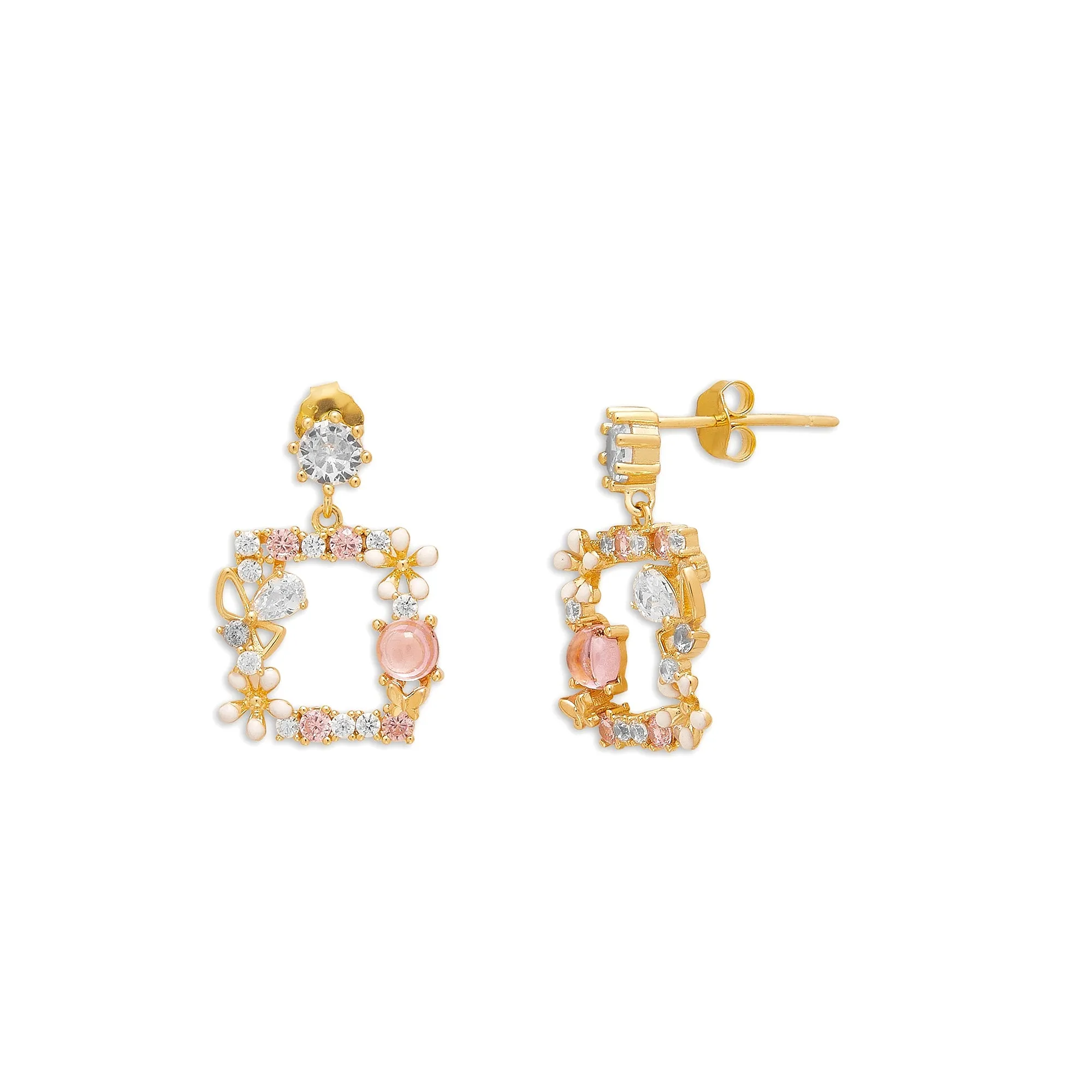 Golden Serenity Gold Plated 925 Sterling Silver Leaf Earrings
