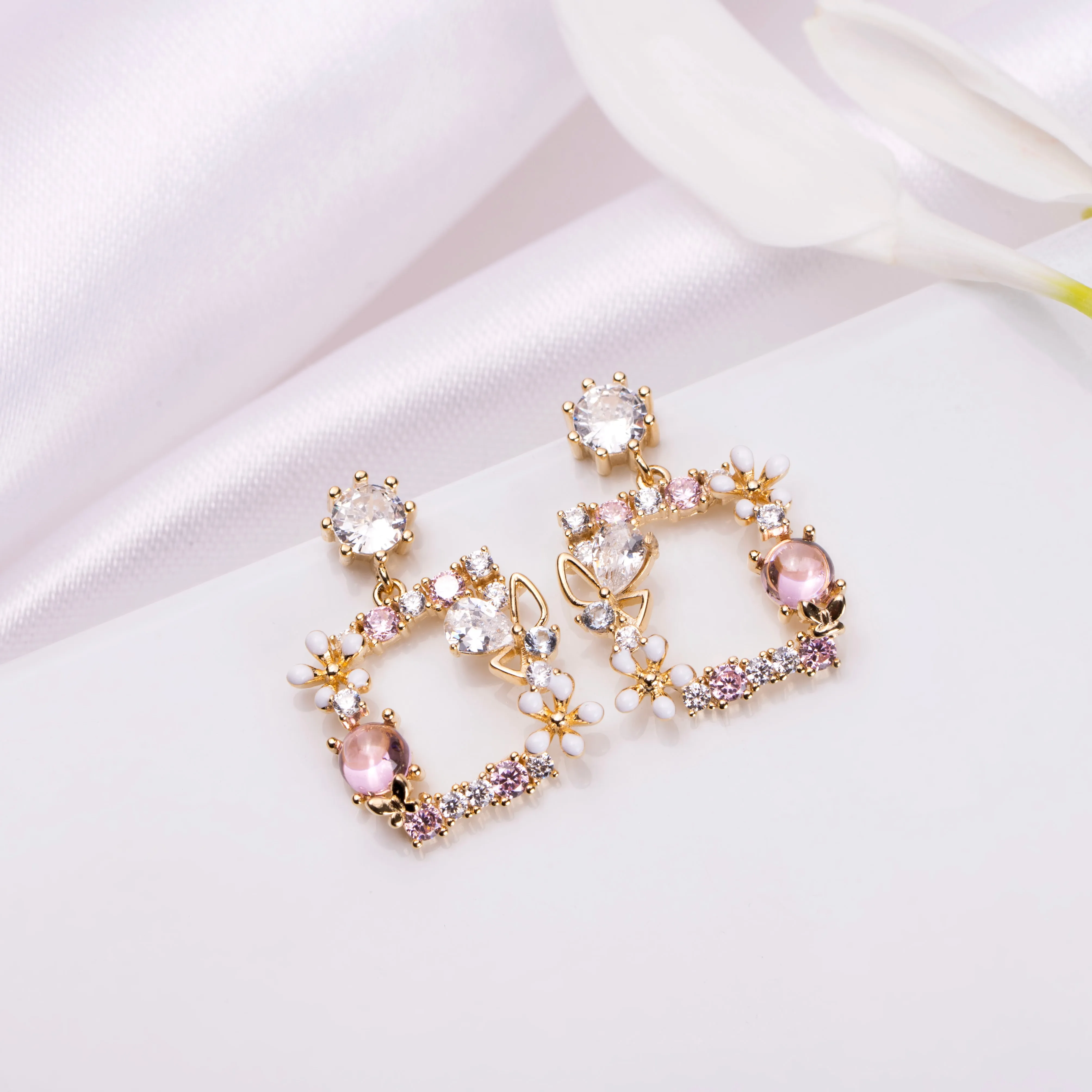 Golden Serenity Gold Plated 925 Sterling Silver Leaf Earrings