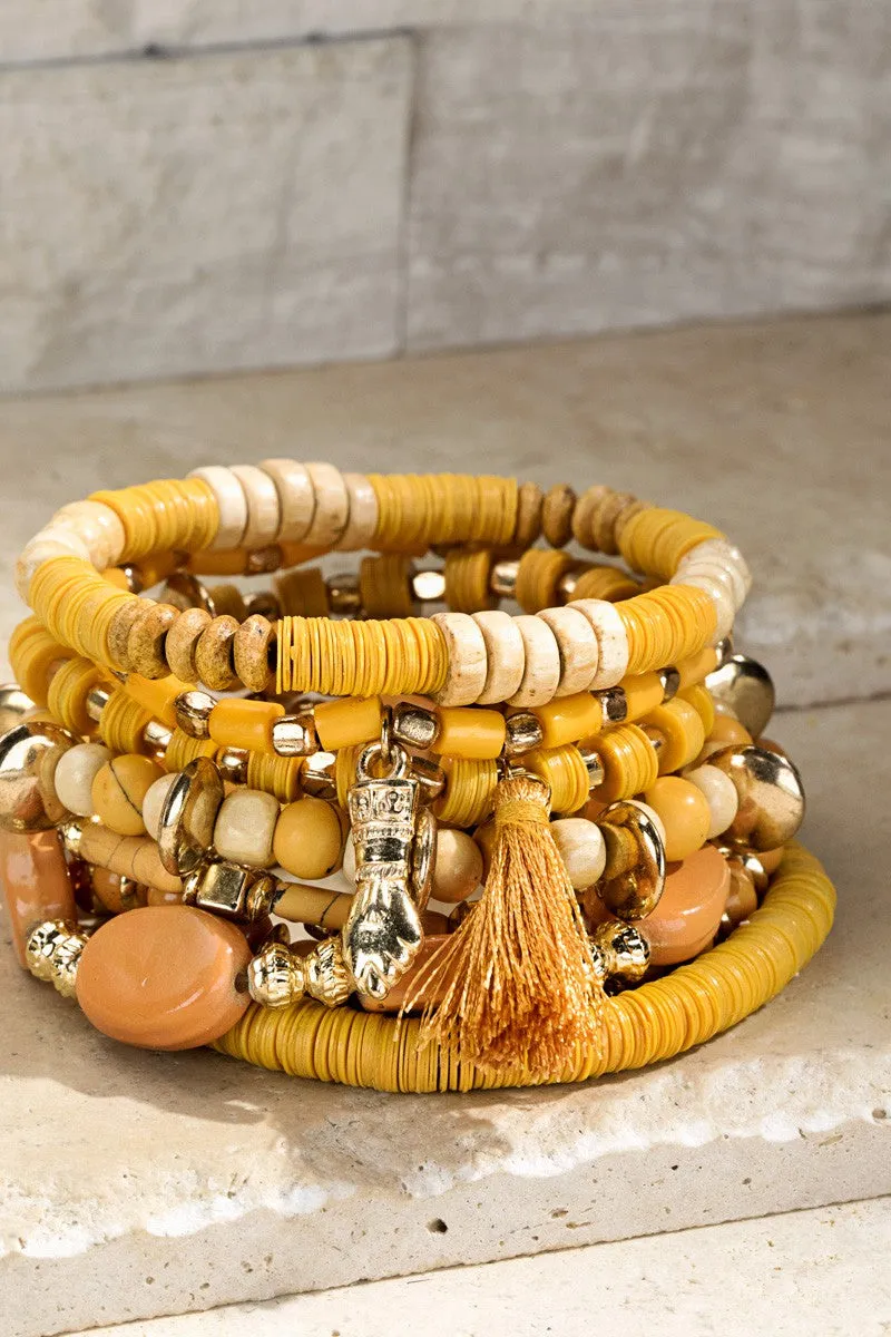 Golden Sunset Seed Bead bracelet with charm accents *