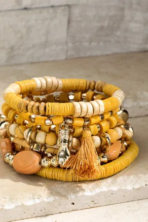 Golden Sunset Seed Bead bracelet with charm accents *