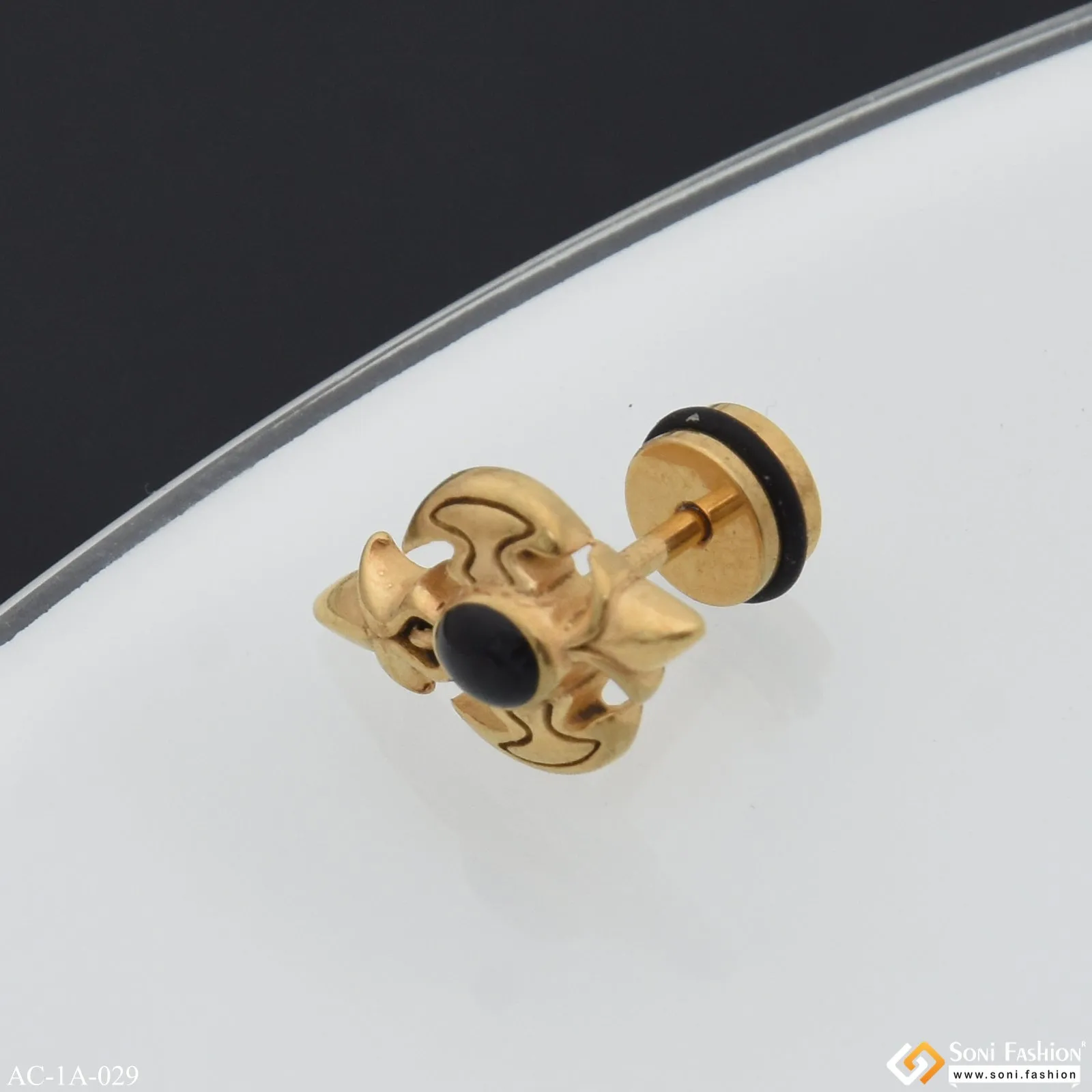 Golden Sword Cross Surgical Steel Stud Earring for Men (1 Pc) - Style A029