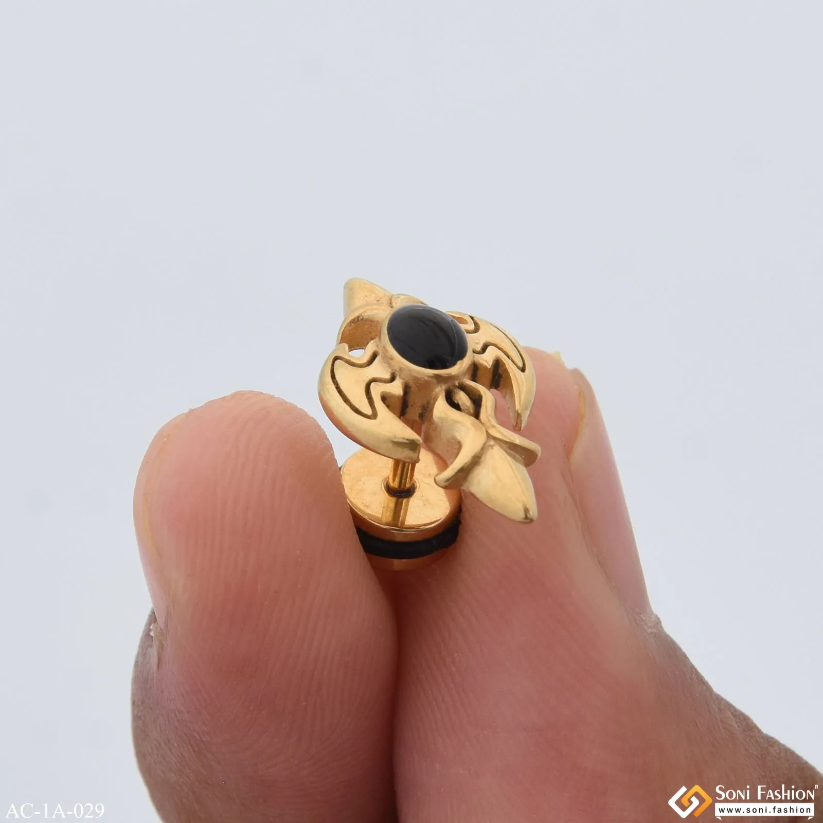 Golden Sword Cross Surgical Steel Stud Earring for Men (1 Pc) - Style A029