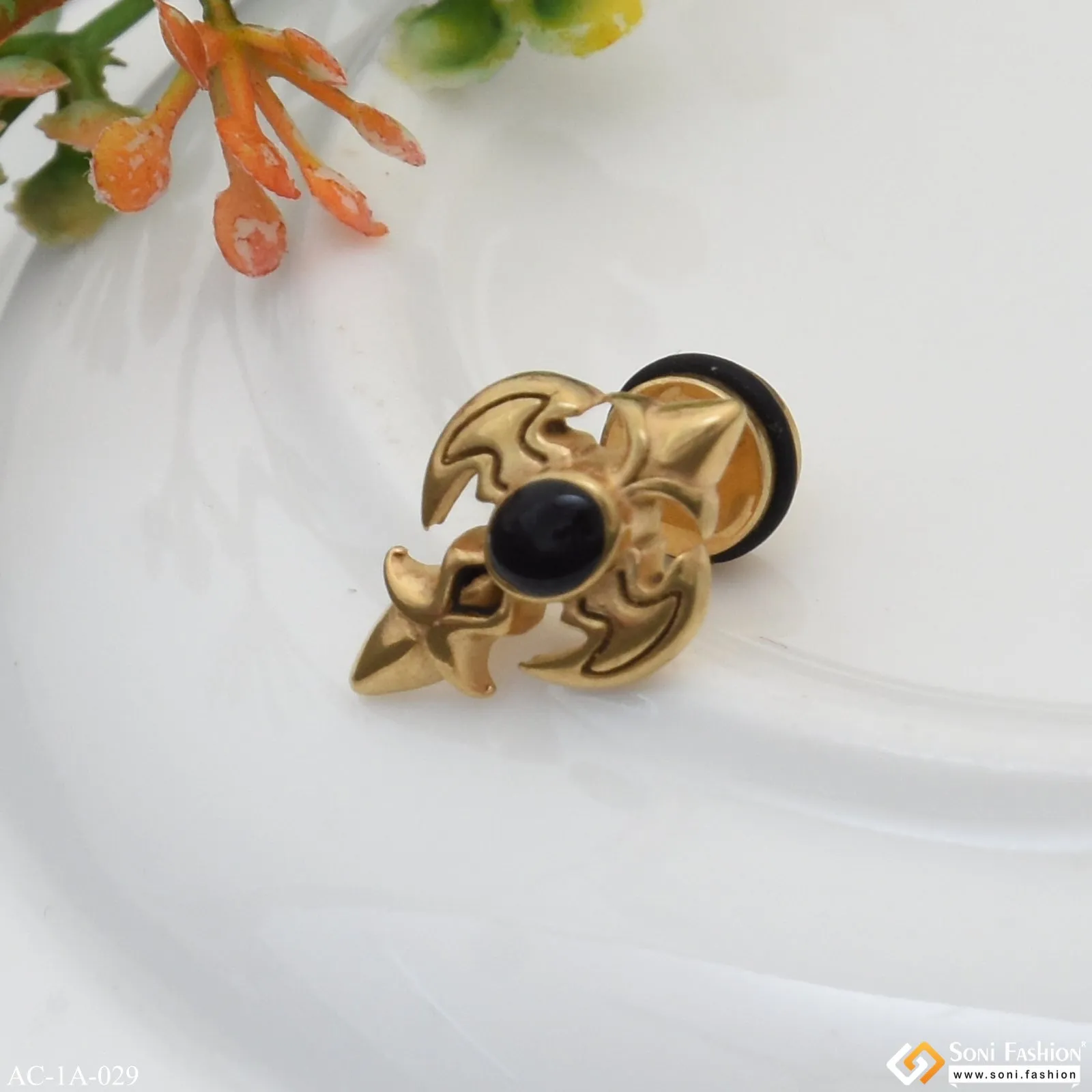 Golden Sword Cross Surgical Steel Stud Earring for Men (1 Pc) - Style A029