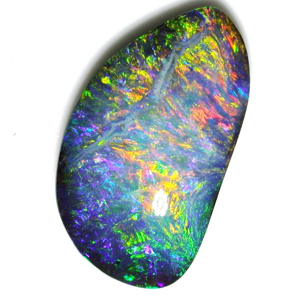 Green, orange, gold and blue solid boulder opal